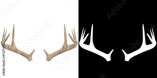 Photo 3D rendering illustration of antlers