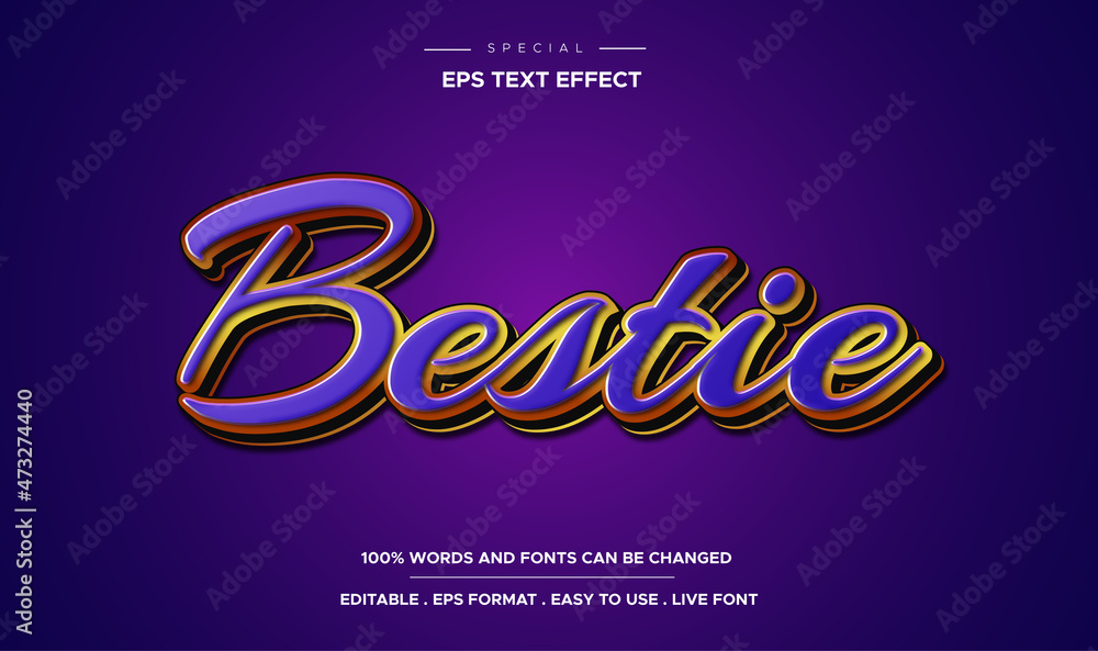 Editable text effect bestie style