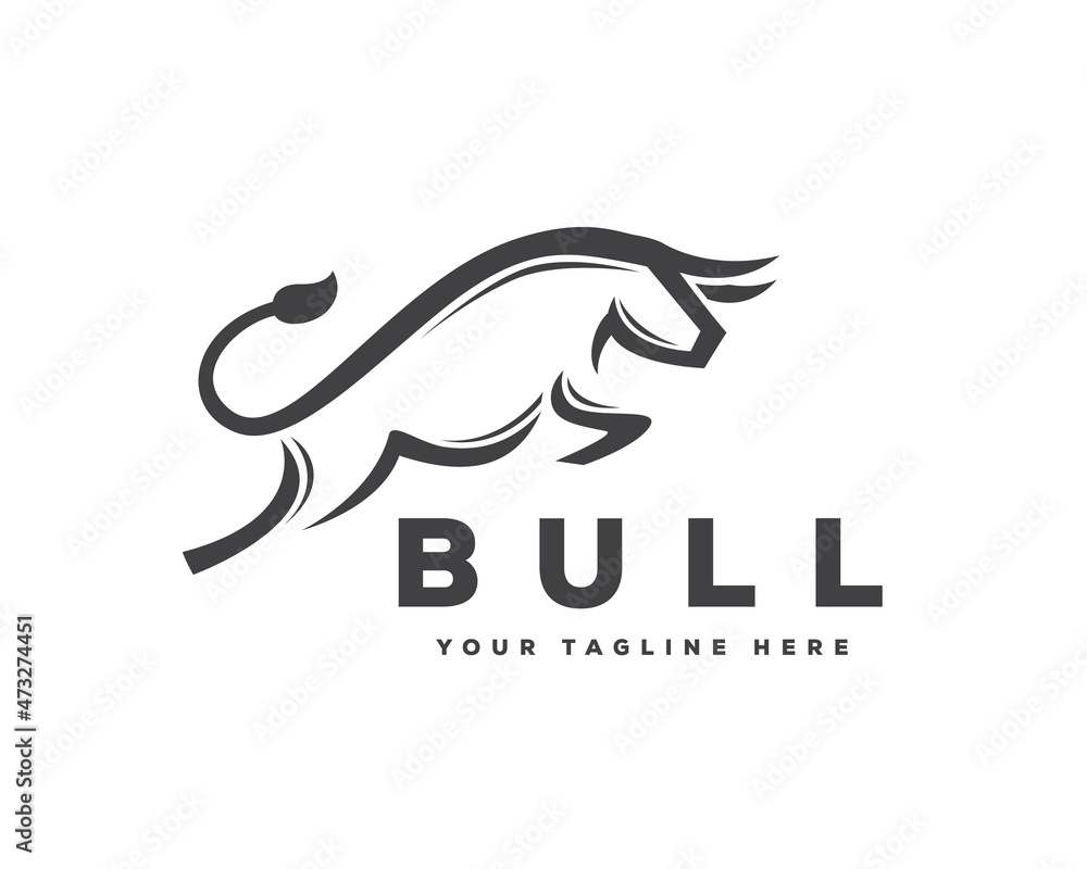 bull jump line art style logo template illustration bull jump line art style logo template illustration