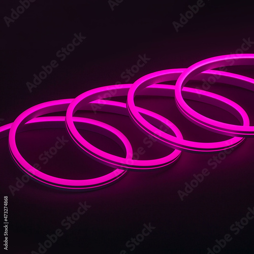 Flexible purple led neon decor christmas light on black background