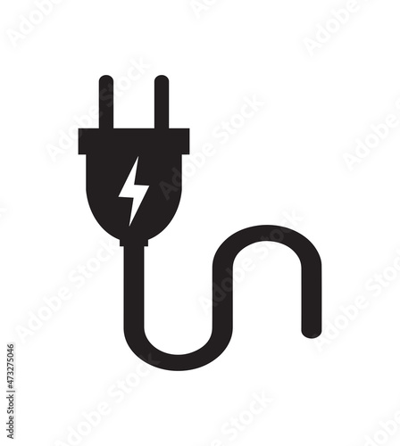 Electric plug icon. Electrical plug with lighting symbol. Green energy logo or icon vector design template with electric plugs 
