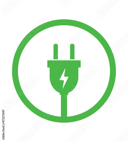 Electric plug icon. Electrical plug with lighting symbol. Green energy logo or icon vector design template with electric plugs 