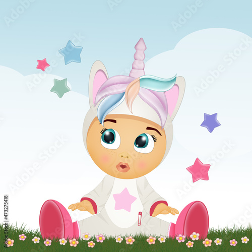 baby with unicorn costume