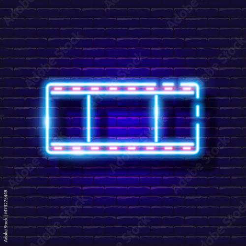 Photographic film neon icon. Photo and video concept. Vector illustration of a sign for design, website, decoration, online store.