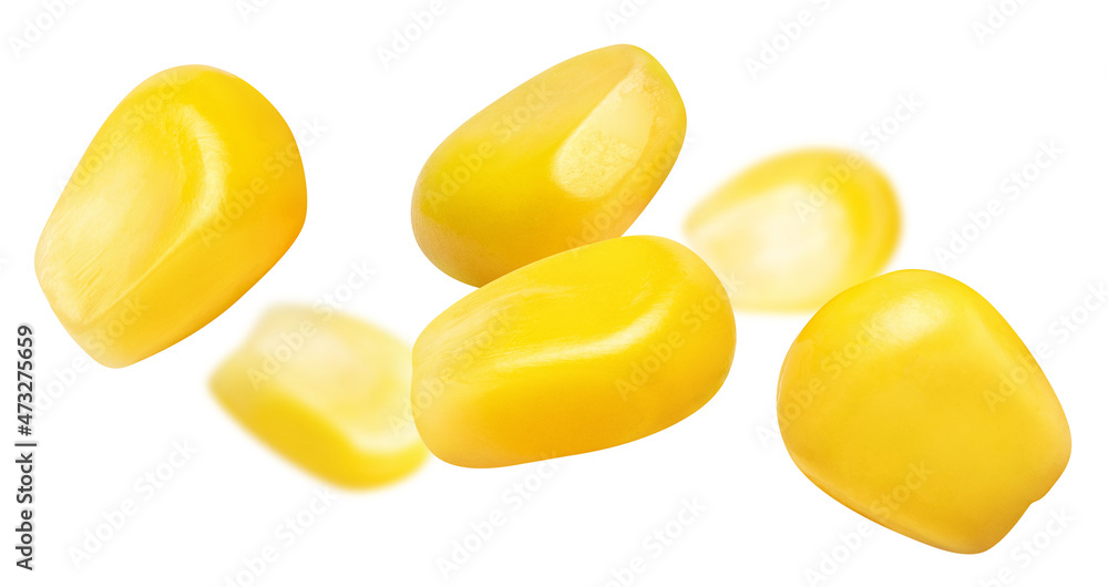 Tasty corn seeds, isolated on white background Tasty corn seeds, isolated on white background