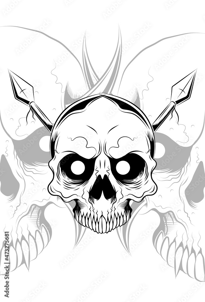 Fototapeta premium Skull with spear vector illustration