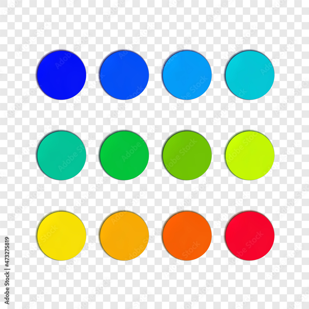 3D Set of Circle Stickers, Rainbow Colors, Soft Color Shifting, Blank Round Shaped Frames Isolated. 3D Set of Circle Stickers, Rainbow Colors, Soft Color Shifting, Blank Round Shaped Frames Isolated.