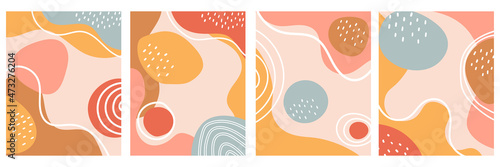 Vector set of abstract creative backgrounds in minimal trendy style.