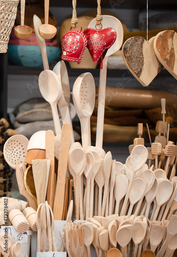 Wooden spoons and kitchen utensils