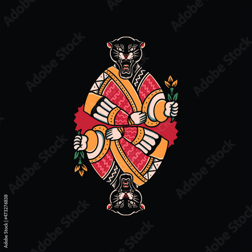 king panther tattoo vector design