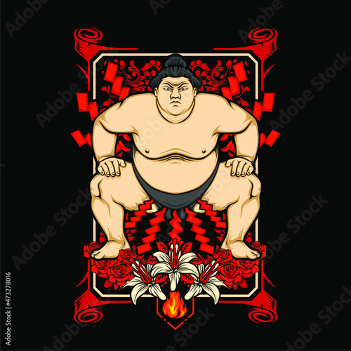 japanese sumo illustration