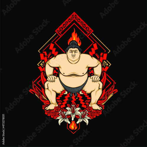 japanese sumo illustration