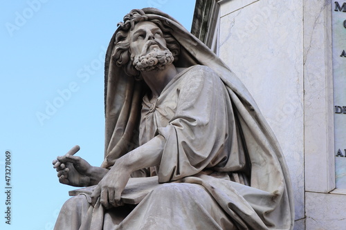 Fotografie Prophet Isaiah Statue Detail at Piazza Mignanelli in Rome, Italy