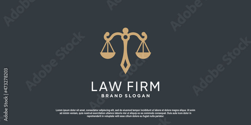 Law logo for justice, lawyer, law firm company or person Premium Vector