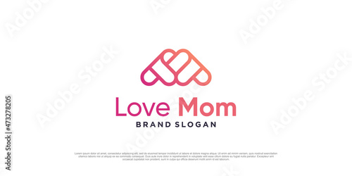 Love logo design abstract letter M concept Premium Vector