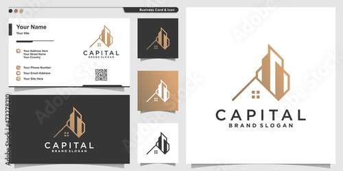 Metropolis logo design capital, apartment, real estate company Premium Vector
