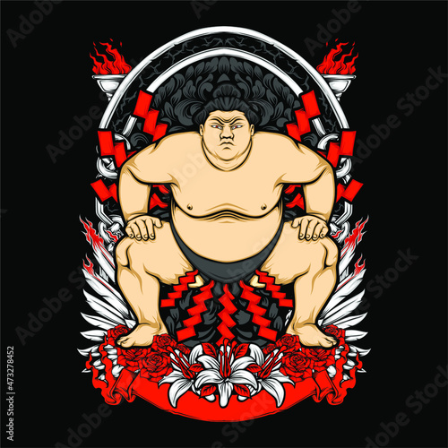 japanese sumo illustration