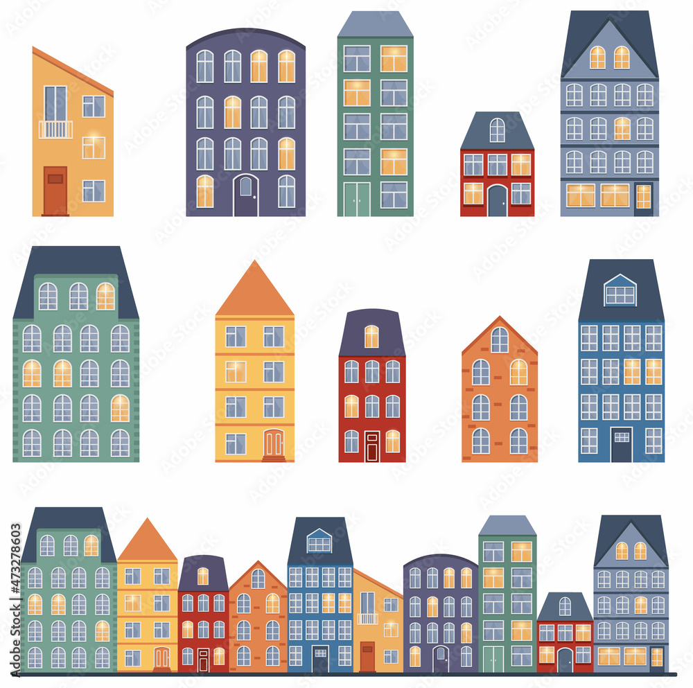 sweet home in scandinavian style, collection, sketch set, vector