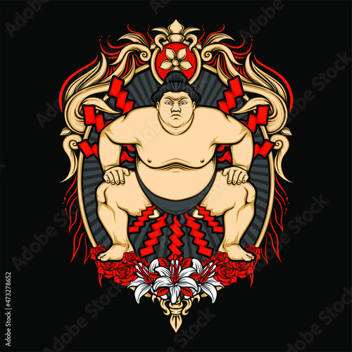 japanese sumo illustration