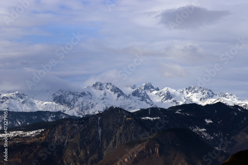 Snow covered mountain peak winter panorama landscape.turkey