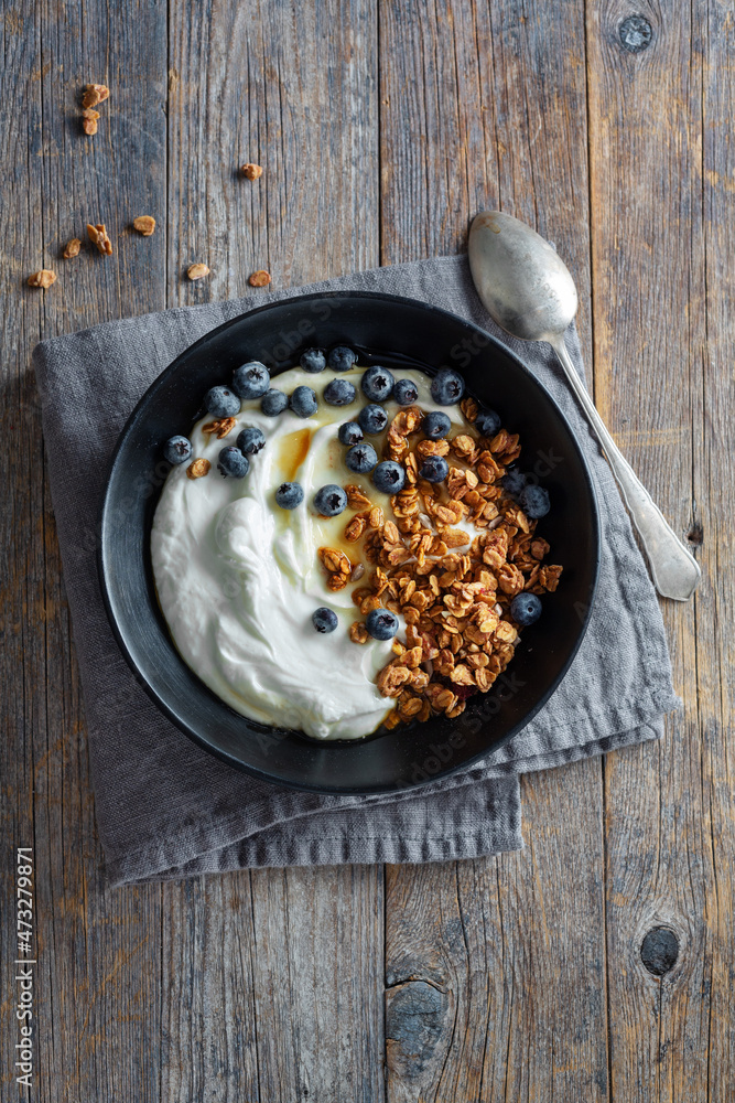 Homemade granola muesli with yogurt Homemade granola muesli with yogurt