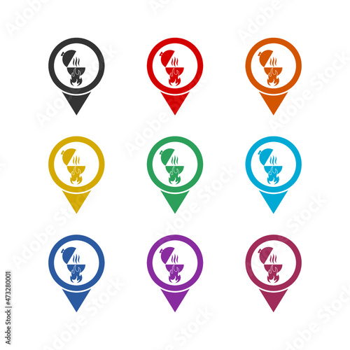 Map pointer with barbecue icon isolated on white background, color set Free Download Map pointer with barbecue icon isolated on white background, color set - GFXLoad