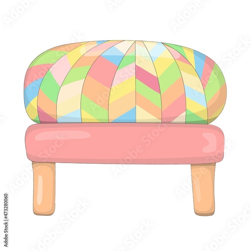 Nice cartoon ottoman. Furniture for a fairy-tale character or doll. Toy house. Hand drawn vector illustration