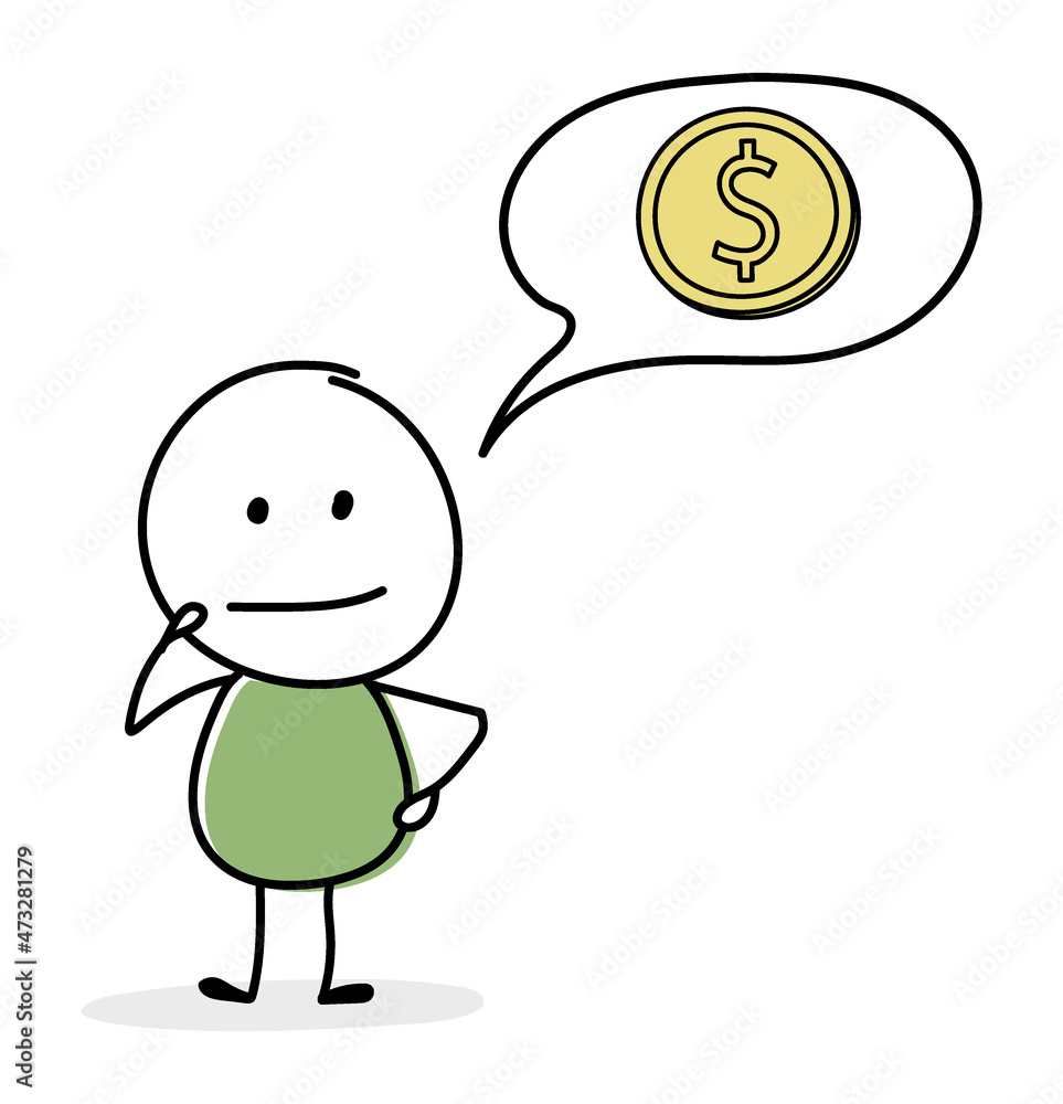 Money investing concept with cartoon businessman. Icon collection. Vector Money investing concept with cartoon businessman. Icon collection. Vector