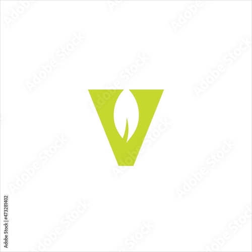 letter v logo vector template leaf