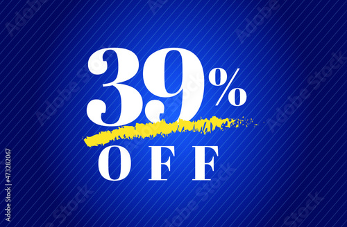 39% off tag thirty nine percent discount black friday sale white letter blue gradient background