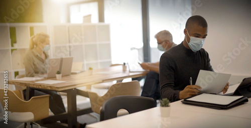 team working in a computer coworking