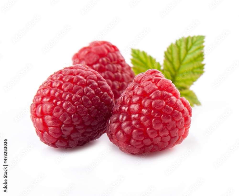 Sweet raspberry with leaves Sweet raspberry with leaves