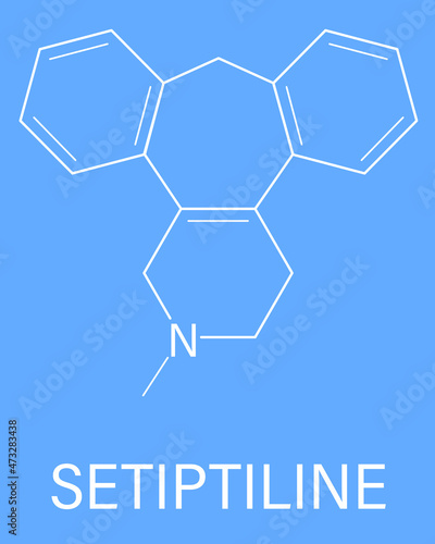 Setiptiline, also known as teciptiline antidepressant drug molecule. Skeletal formula.