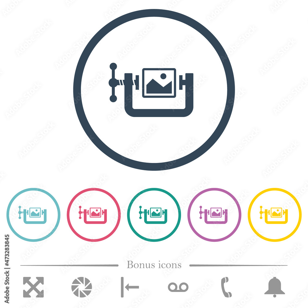 Image compression solid flat color icons in round outlines Image compression solid flat color icons in round outlines
