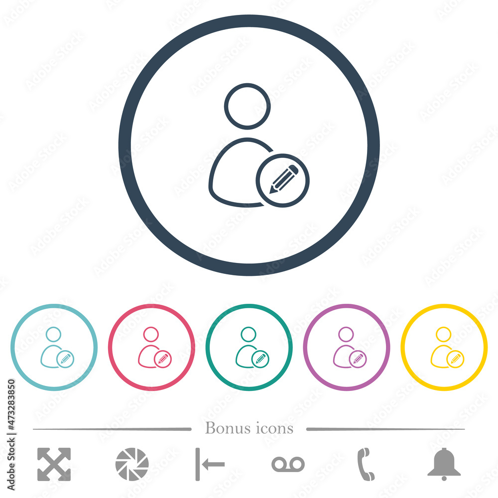 Edit user account outline flat color icons in round outlines Edit user account outline flat color icons in round outlines