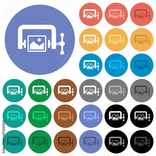 Image compression solid round flat multi colored icons