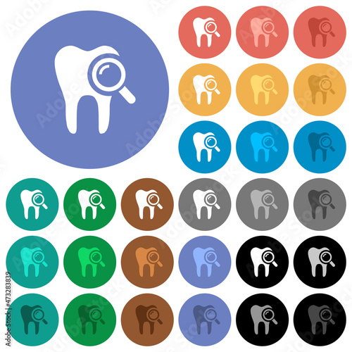 Dental examination round flat multi colored icons