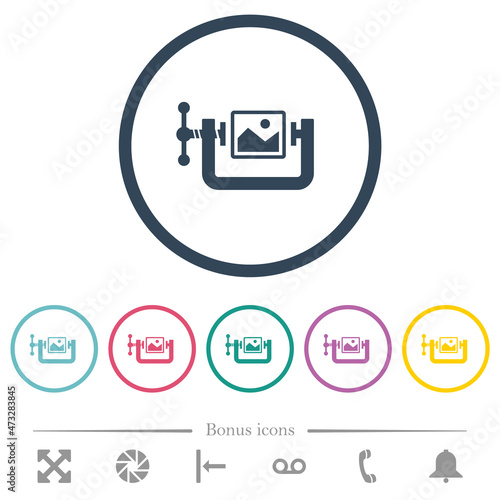 Image compression solid flat color icons in round outlines
