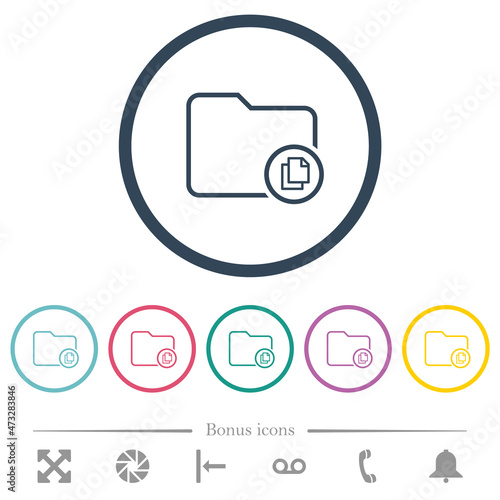 Copy directory flat color icons in round outlines