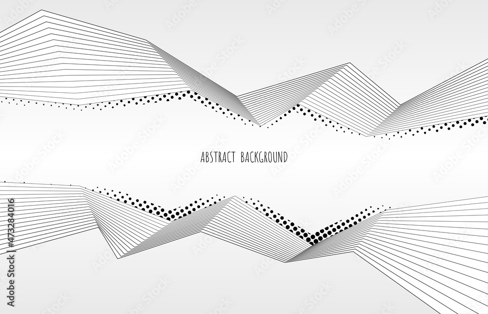 Fototapeta Abstract halftone design with zigzag art line work of geometric dimension template. With space of text in middle background. Illustration vector