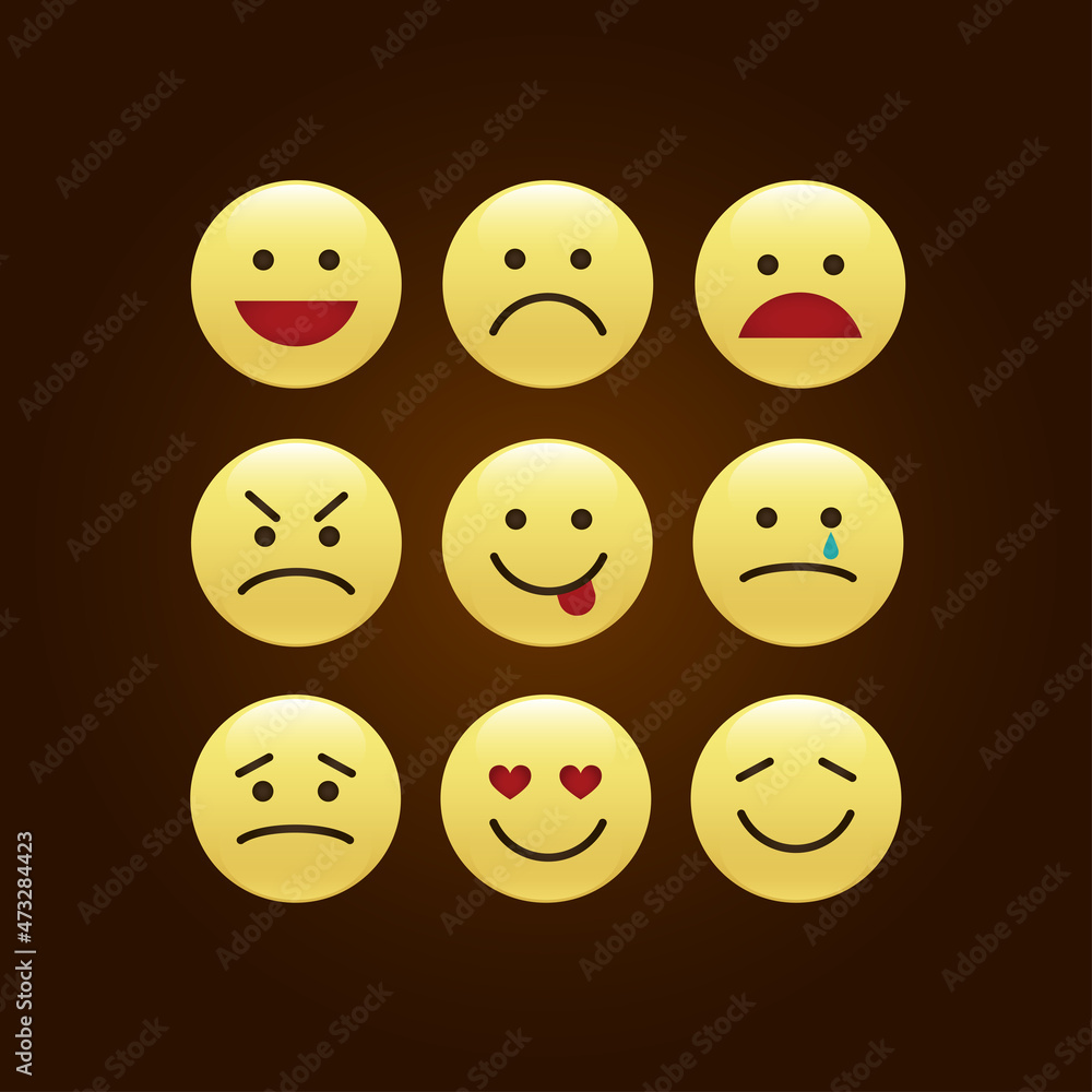 Fototapeta premium Set of smile icons. emoji. emoticons 