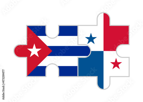 puzzle pieces of cuba and panama flags. vector illustration isolated on white background	