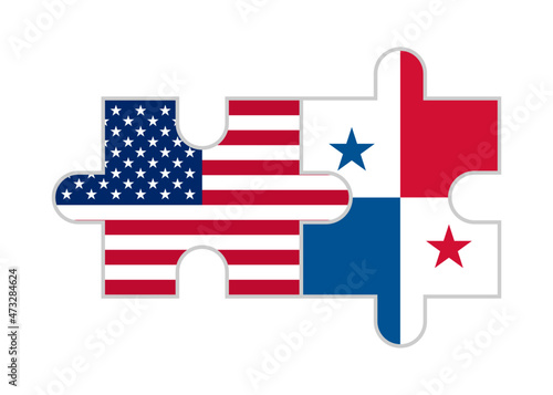 puzzle pieces of united states and panama flags. vector illustration isolated on white background	
