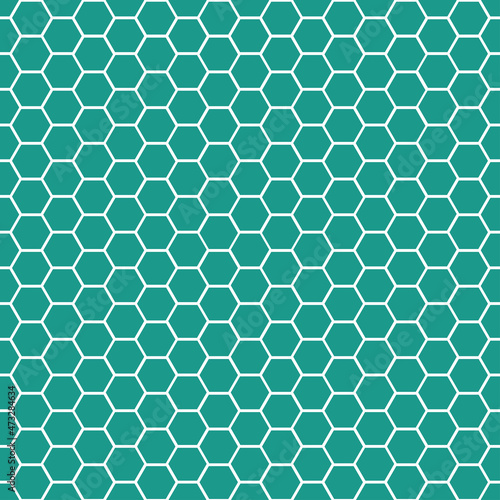 Seamless pattern with teal and white honeycomb