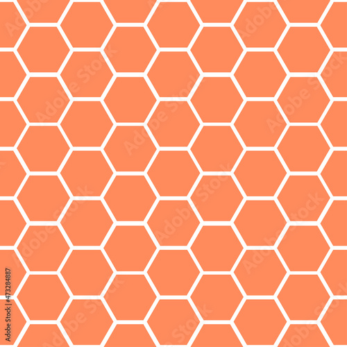 Seamless pattern with orange and white honeycomb