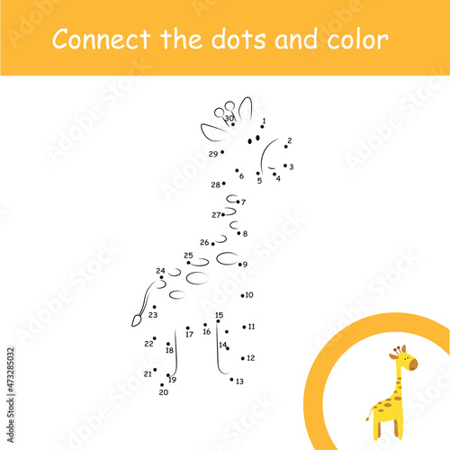 Connect dots for children education giraffe
