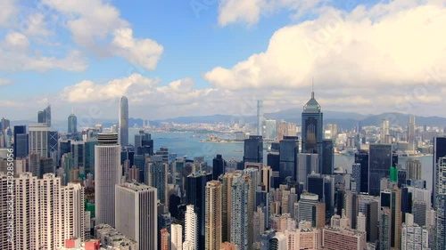 Wallpaper Mural Hong Kong skyline and skyscrapers overlooking Victoria bay on a beautiful day. Torontodigital.ca