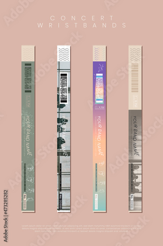 Boy band concert wristband template set