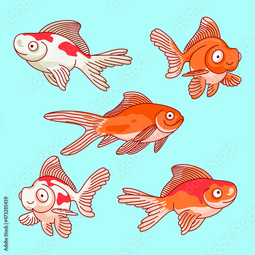set of cartoon goldfish icon vector illustration