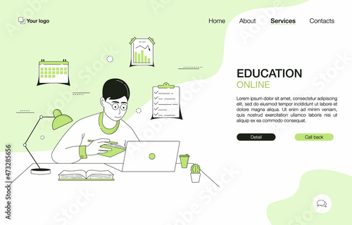 Modern flat design concept of online education for website and mobile website. Landing page template. Easy to edit and customize. Vector illustration